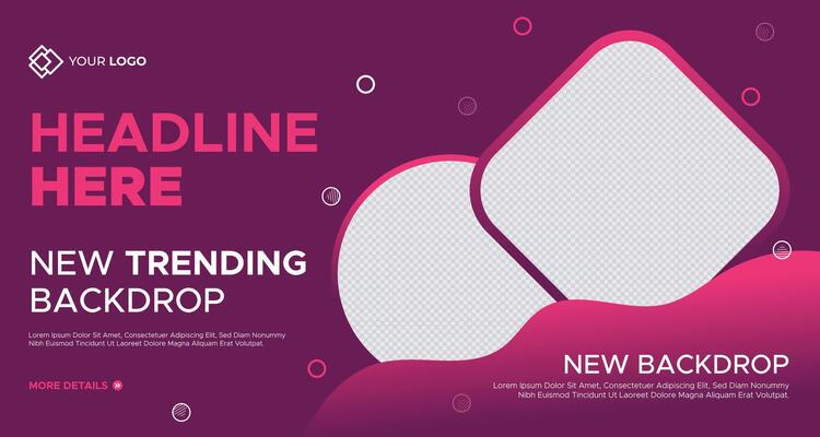trendy pink and white abstract backdrop design with soft geometric shapes and circles for digital media creatives