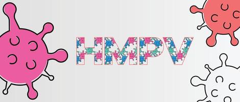 Human metapneumovirus HMPV creative word art with colorful virus particles and a clean white background for educational designs vector