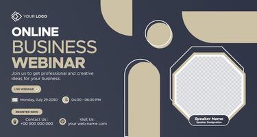 online business webinar design with geometric shapes, beige and gray tones, and modern visual elements for digital events vector