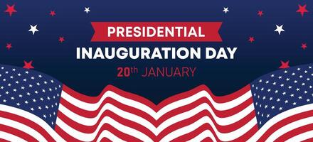Presidential Inauguration Day design with red, white, and blue waves and stars for national holiday event on 20th January vector