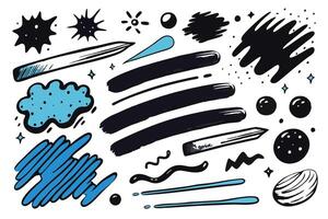 Hand drawn grunge style artistic shapes and lines with bold colors, perfect for modern design backgrounds and patterns vector