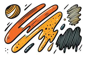 Artistic collection of vibrant grunge style abstract elements and shapes with bold hand painted textures on a white background vector