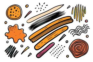 Creative grunge abstract illustration featuring colorful hand drawn shapes, splatters, and strokes in dynamic composition vector