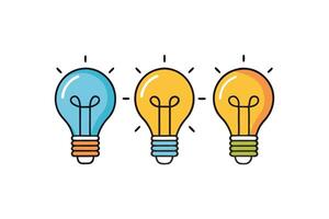 Colorful illustration of light bulbs symbolizing ideas, creativity, and innovation on a clean white background, perfect for business concepts vector