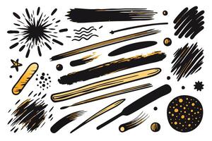 Modern abstract illustration featuring colorful artistic strokes, dots, and lines with a playful and textured aesthetic vector