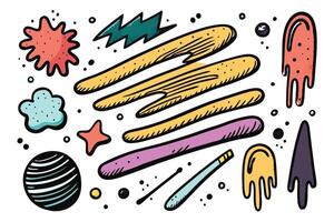 Modern artistic set of colorful brush strokes, splashes, and hand drawn shapes perfect for design and creative projects vector