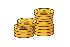 A vibrant cartoon style depiction of golden coin stacks, ideal for financial, business, or gaming concepts with a clean isolated design vector