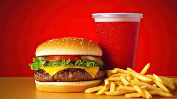 un hamburguesa y francés papas fritas foto