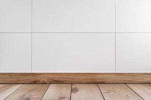 White wall with wooden floor in a room photo