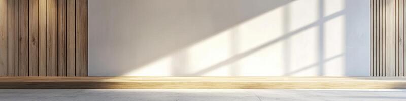 Empty room with wooden wall and wooden floor photo
