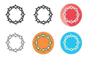 Minimalist line art crown of thorns icon set showcasing intricate designs and symbolic elements ideal for creative use vector