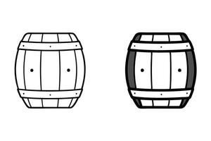 Classic wooden barrel drawing with intricate outlines, perfect for childrens coloring books and DIY art projects vector