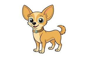 Cute cartoon chihuahua dog with a playful expression and big eyes, perfect for kids illustrations, pet related designs, and fun projects vector