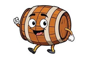 Funny cartoon barrel character with arms and legs, a vibrant and creative illustration for educational resources and graphic projects vector