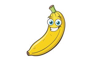 Funny banana character with arms and a cheerful expression, a playful and engaging design for educational or entertainment purposes vector