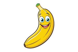 Cartoon style banana with a friendly smile and lively features, perfect for vibrant and fun illustrations or childrens themed designs vector