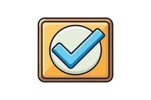 icon of a bold checkmark enclosed in a square badge, symbolizing approval, confirmation, or positive validation for quality assurance vector