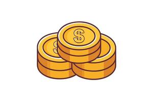 illustration of a stack of gold coins with a dollar sign, representing wealth, financial success, currency, and savings concepts vector
