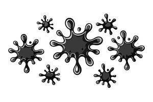 Artistic set of black liquid splashes and drips, designed for abstract patterns, textures, or decorative elements on a clean white background vector