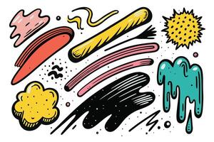 Creative abstract doodle art with bright colors, dynamic patterns, and playful shapes perfect for modern graphic design projects vector