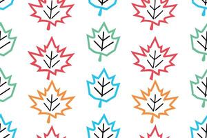 Colorful maple leaf illustrations in seamless patterns for autumn, Canada themed projects, and vibrant design inspirations vector