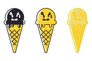 Ghostly ice cream cones with creepy details, bold lines, and fun yet eerie expressions, blending sweets with a Halloween aesthetic vector