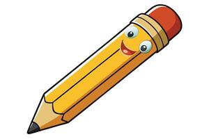 Adorable happy pencil character illustration with vibrant colors, representing creativity, fun, and the joy of learning or writing vector