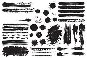Artistic grunge style brush strokes in various colors and shapes, perfect for graphic design, digital art, and creative projects vector