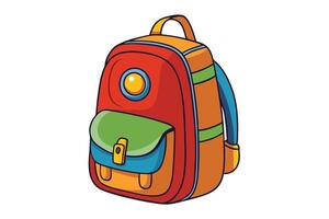 Cartoon style backpack with bright colors, multiple compartments, and stylish details, perfect for school, travel, and casual use vector