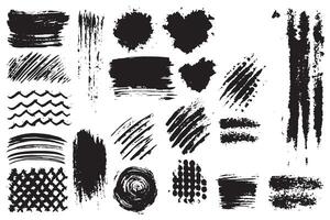 Collection of grunge brush strokes and textured artistic elements in vibrant colors, ideal for creative backgrounds and designs vector