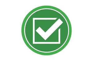Green checkmark icon in a circular frame, symbolizing approval, confirmation, and success, perfect for quality assurance themes vector