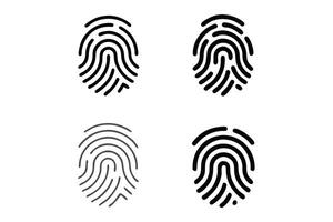 Collection of fingerprint line art icons in minimalistic and modern styles, highlighting individuality and biometrics for tech and forensic projects vector