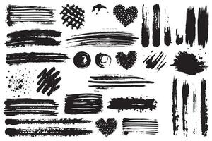 Creative collection of hand painted abstract textures, brush strokes, and splashes, showcasing bold colors and artistic expression vector