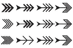 Collection of black arrows featuring geometric shapes and abstract designs, ideal for digital and print media vector