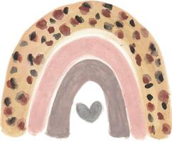 a watercolor painting of a rainbow with a heart in the middle vector