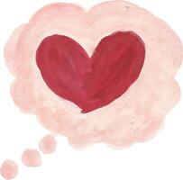 a watercolor drawing of a heart with a thought bubble vector