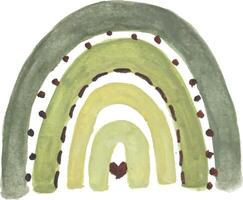 a watercolor illustration of a rainbow with a heart in the middle vector
