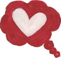 a painting of a red heart with a white cloud vector