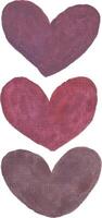 three heart shaped paintings on a white background vector