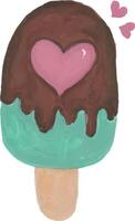 an ice cream with chocolate and hearts on top vector