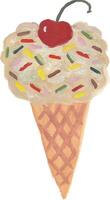 a drawing of an ice cream cone with sprinkles vector