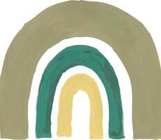a painting of a rainbow with a green, yellow and white background vector