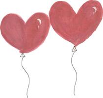 two red heart shaped balloons are shown in the air vector
