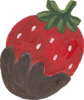 a drawing of a strawberry with chocolate on it vector