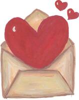 an illustration of a heart in an envelope watercolor vector