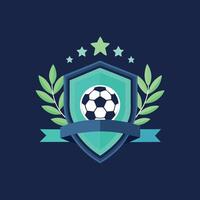 A soccer badge with a ball on top vector