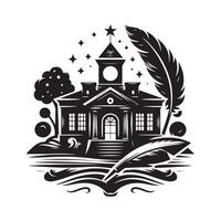 School Silhouette Illustrations for Web and Social Media Use vector