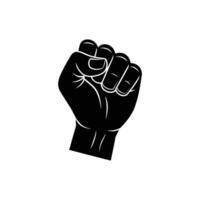 A black fist is shown in a simple style vector