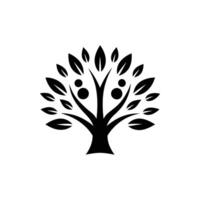 A black and white logo of a tree with leaves vector