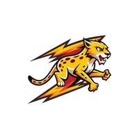A cartoon cheetah running with lightning bolts vector